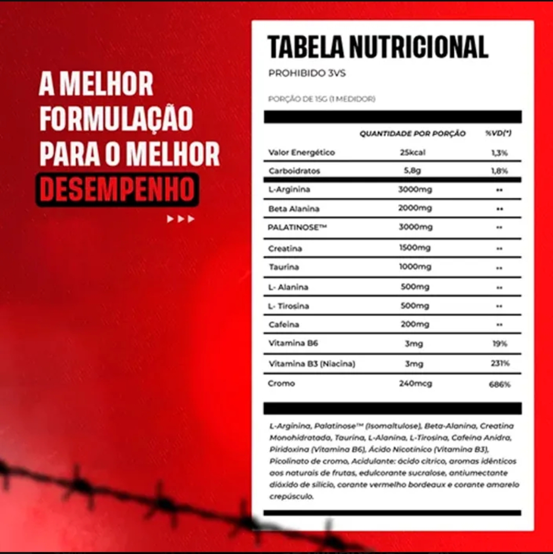 Pré treino Prohibido 180g 3VS - Imagem 3